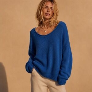 Abercrombie Fitch Oversized Sweater Womens Size M Royal Blue Wool Blend Slouchy